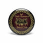 Round pinback button with black edge, gold filigree, maroon 'Dark Romance Book Club'.