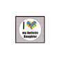 White 2.25-inch pinback button with heart puzzle and 'My Autistic Daughter' text