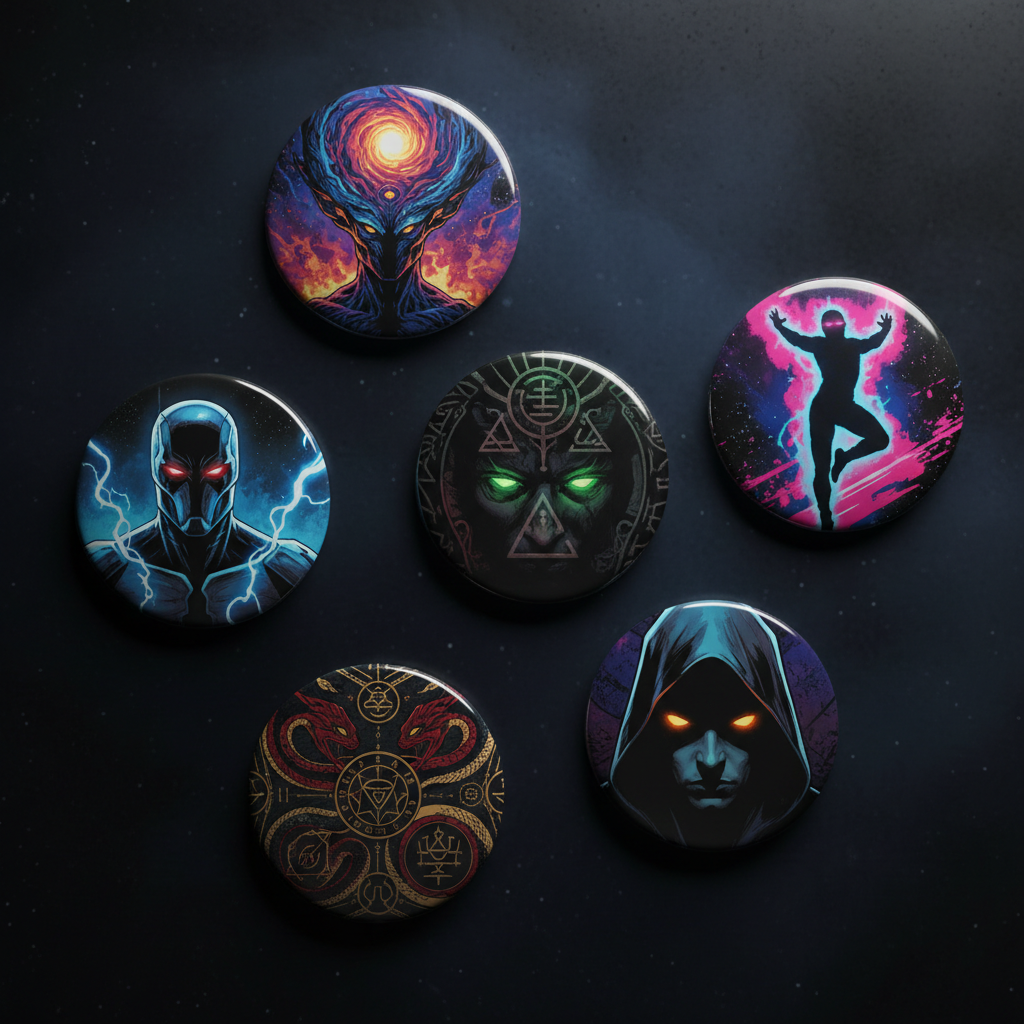 David Nakayama Mystery Pinback 2.25-inch 6 Pcs