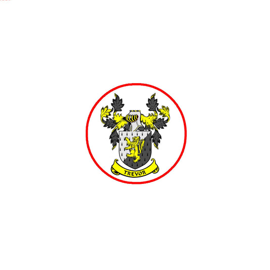 Trevor Family Crest 3" Coat of Arms Fridge Round Magnet