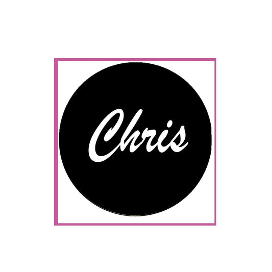 Chris Pinback Badge 2.25" for Jackets, Backpacks, etc.