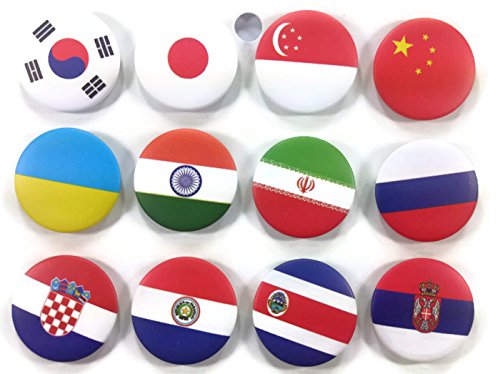 Set Hashtag 4 of 1.25 Inches 12 National Flag Badge Button Pin Default Title