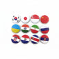 Set of 12 round national flag pinback lapel pins, colorful enamel tops