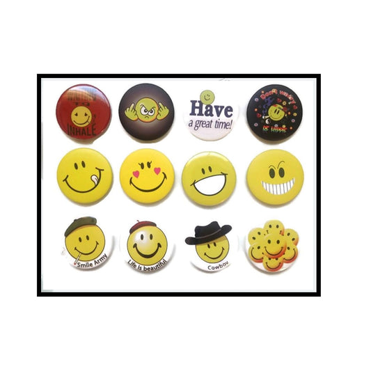12 Pcs Funny smiley face Awesome Quality Lot 12 New Pins Button Badge 1.25" Pinback for Jackets, Backpacks, etc.