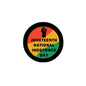 2.25-inch Juneteenth national independence day pinback button with raised fist and text
