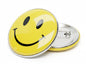 1.25-inch pinback button with yellow smiley face design