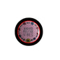 Pink round pinback button with floral frame and 'Radiate Positive Vibes' text