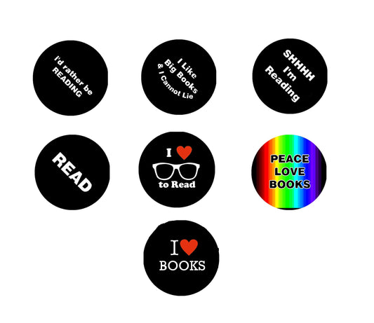 Peace Love Books Badge 1.25-inch Set of 7 Default Title