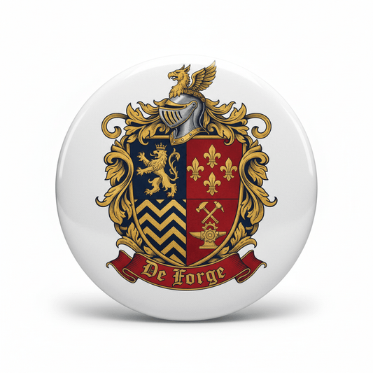 De forge Family Crest Coat of Arms Pinback 3-inch - My Pinbacks