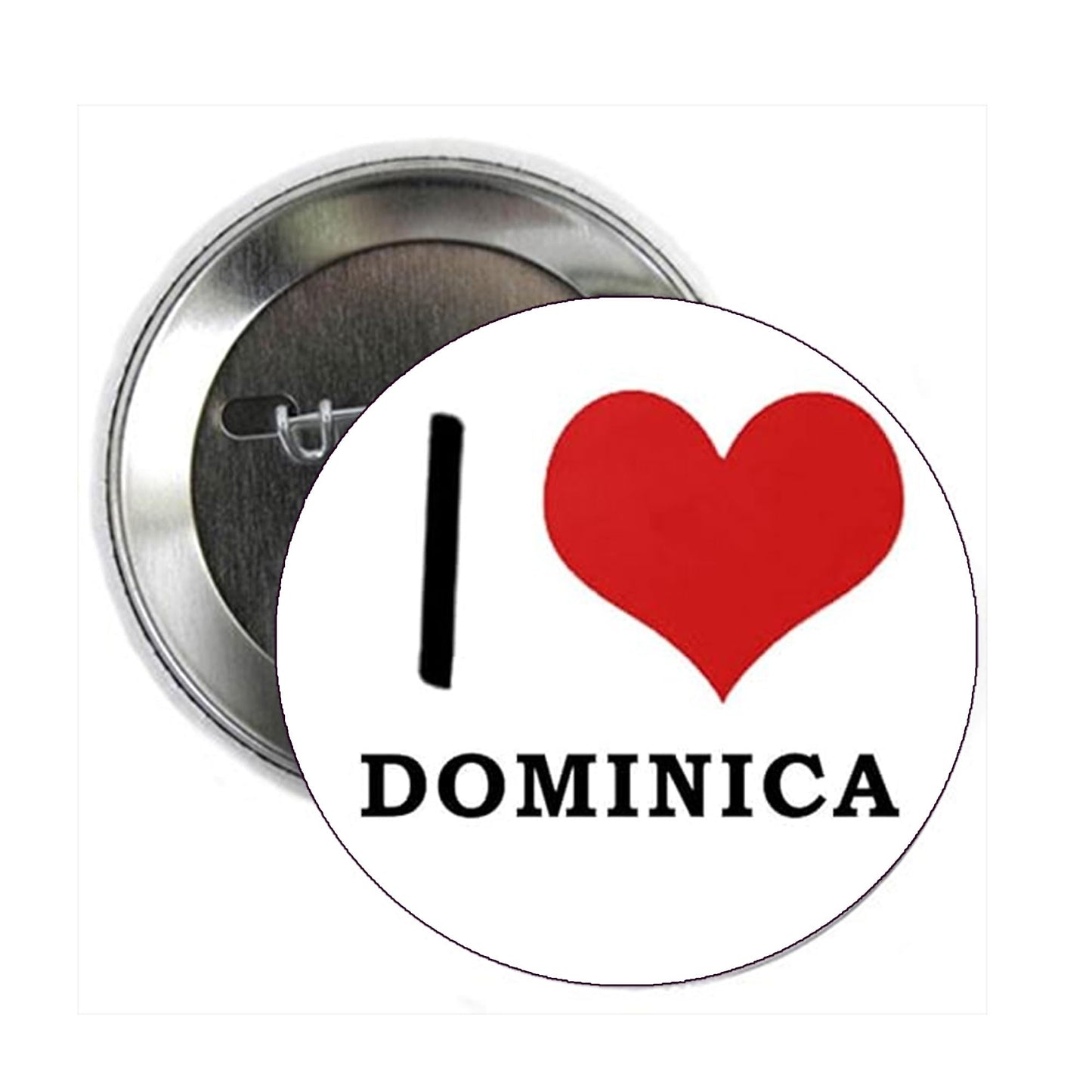 I Love Dominica 2.25-inch Pinback Pin Back, Badge Default Title