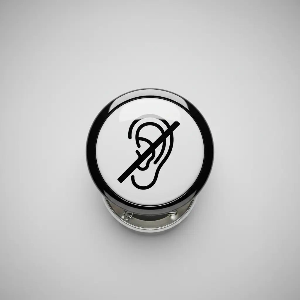 Deaf Symbol (black/white) Pinback 2.25-inch