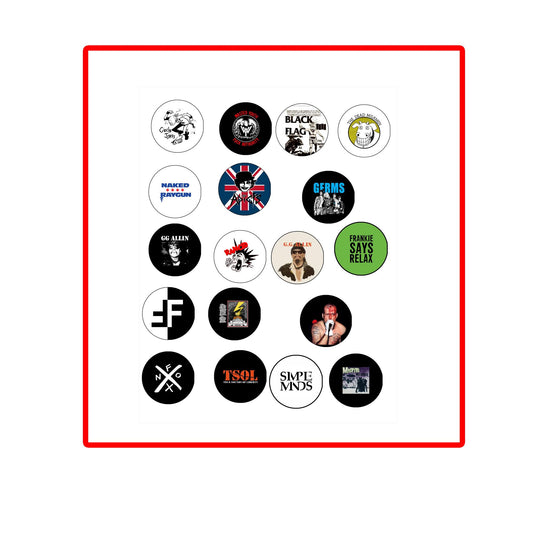 20 Pcs Bands 1980s Rock and Roll Singers Different Set Band Allin Singers Pin Backs, Badges 1.25" GG