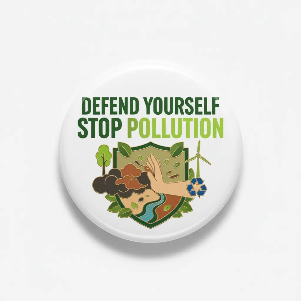Defend Yourself Stop Pollution Pinback 2.25-inch