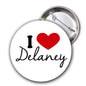 2.25-inch pinback button with 'I ♥ Delaney' and red heart