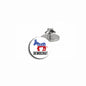 Democratic donkey lapel pin with round blue emblem and silver clasp