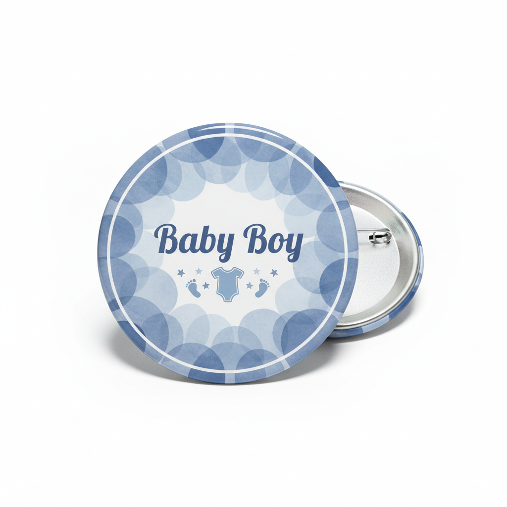 Personalised Denim Blue Dusty Blue Baby Boy shower Pinback 2.25-inch