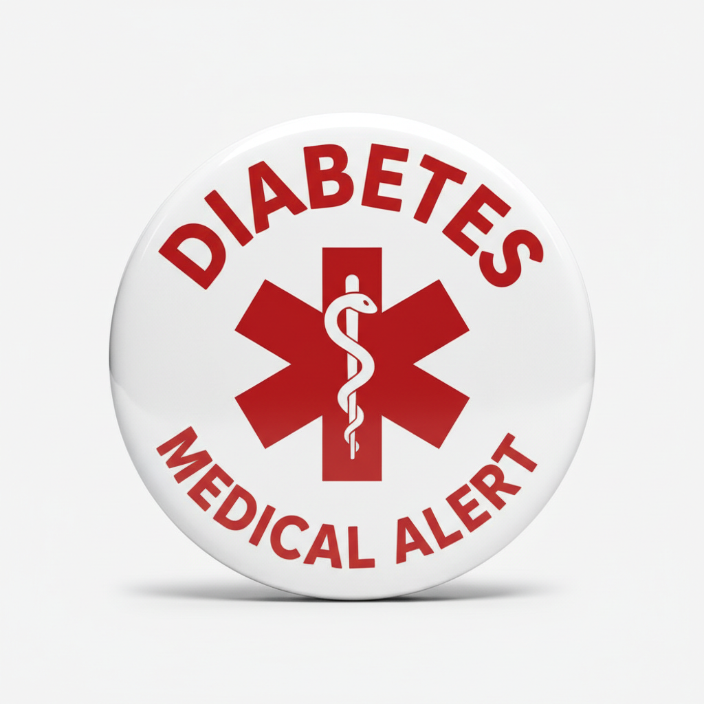 Diabetes Medical Alert Pinback 2.25-inch v2