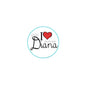 Princess Diana I Heart pinback button, round design with crown and text