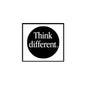 Think Different pinback button with black circle and white lettering