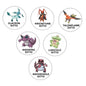 Six 1.25-inch circular pinback badges showing different Ditto variants