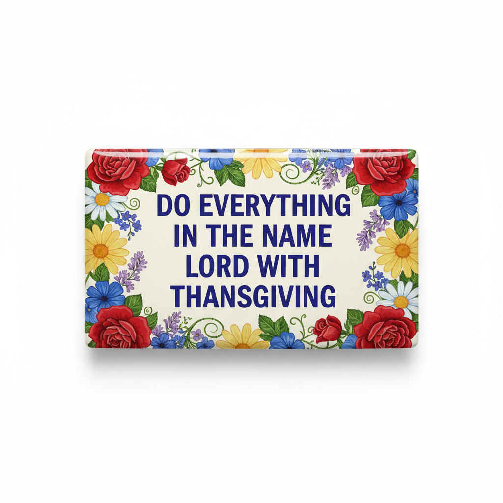 Do everything in the name of the Lord with thanksgiving Acrylic Fridge Magnetic 3-inch x 4-inch