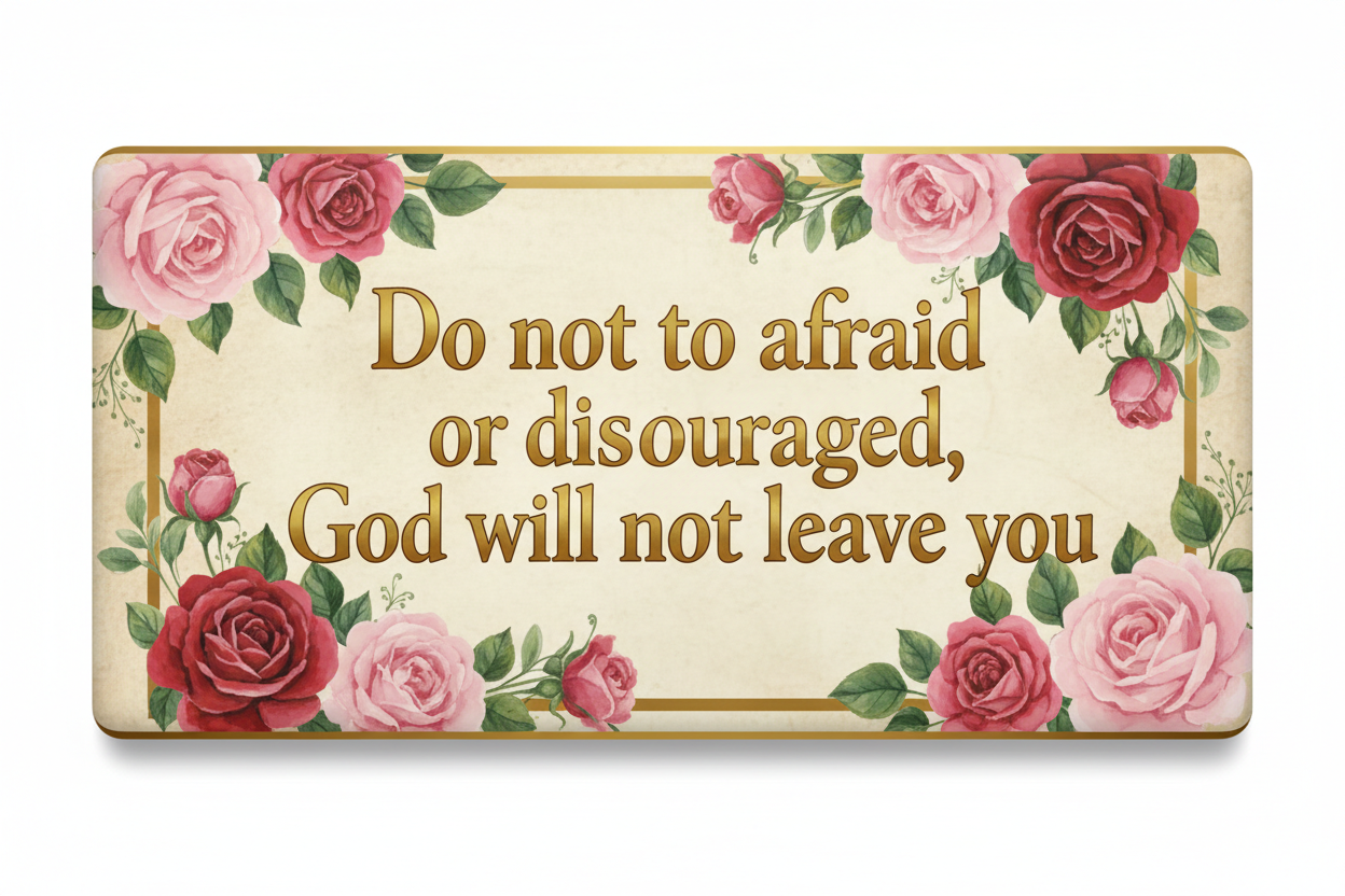 Do not be afraid or discouraged God will not leave you Acrylic Fridge Magnetic 3-inch x 4-inch