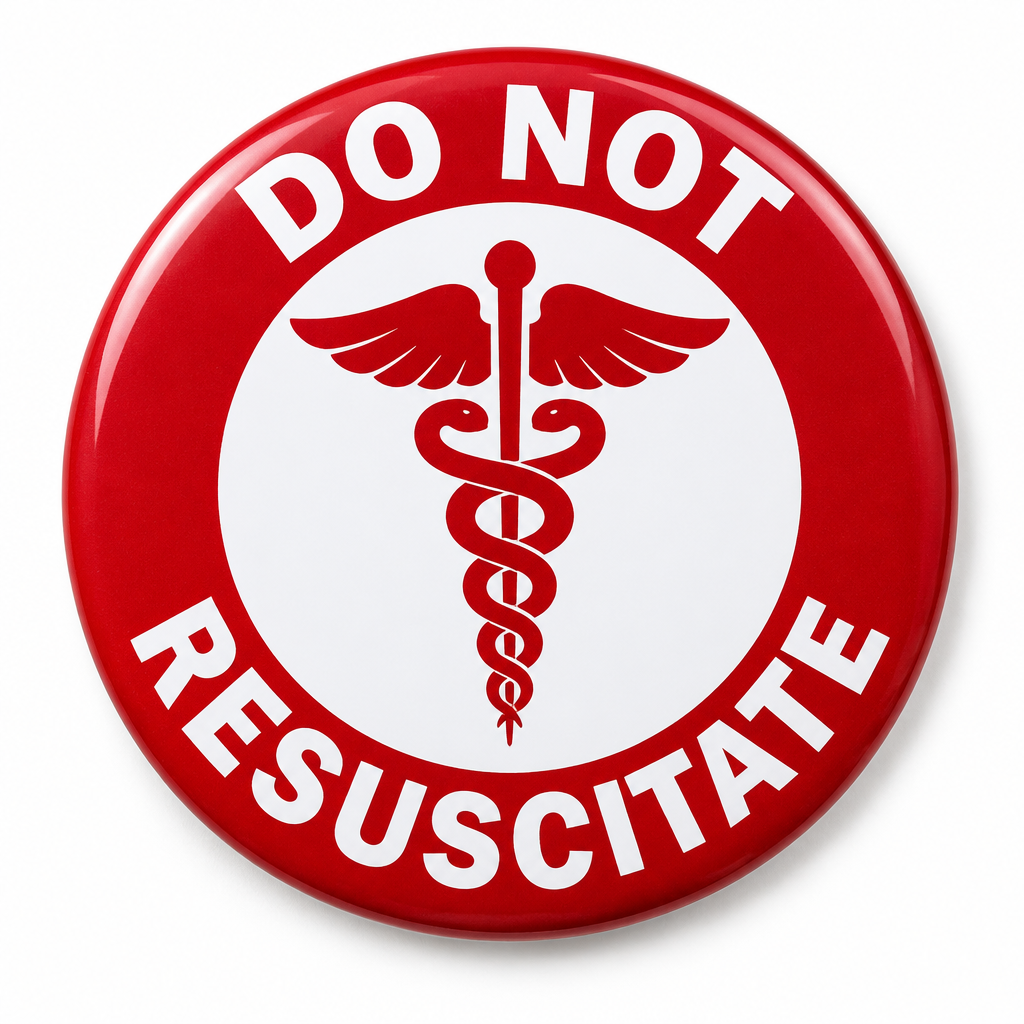 Do Not Resuscitate Medical Alert Pin Button 2.25-inch