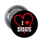 1.25-inch I ♥ Dogs pinback button with heart and bold text