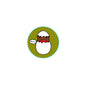 Domo-Kun egg enamel pinback brooch with circular green border and cartoon face