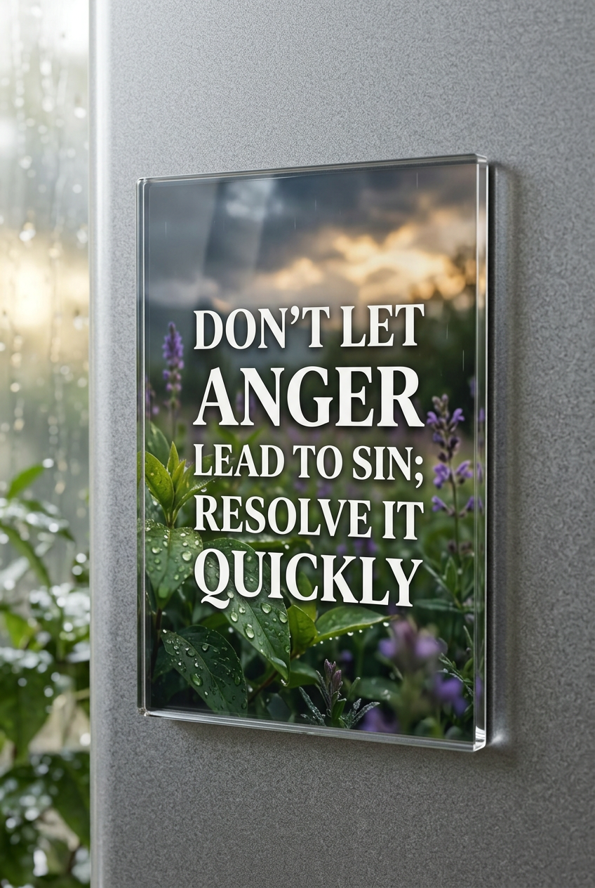 Don’t let anger lead to sin; resolve it quickly Acrylic Fridge Magnetic 3-inch x 4-inch