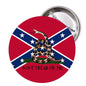 Round red-and-blue "DON'T TREAD ON ME" pinback button
