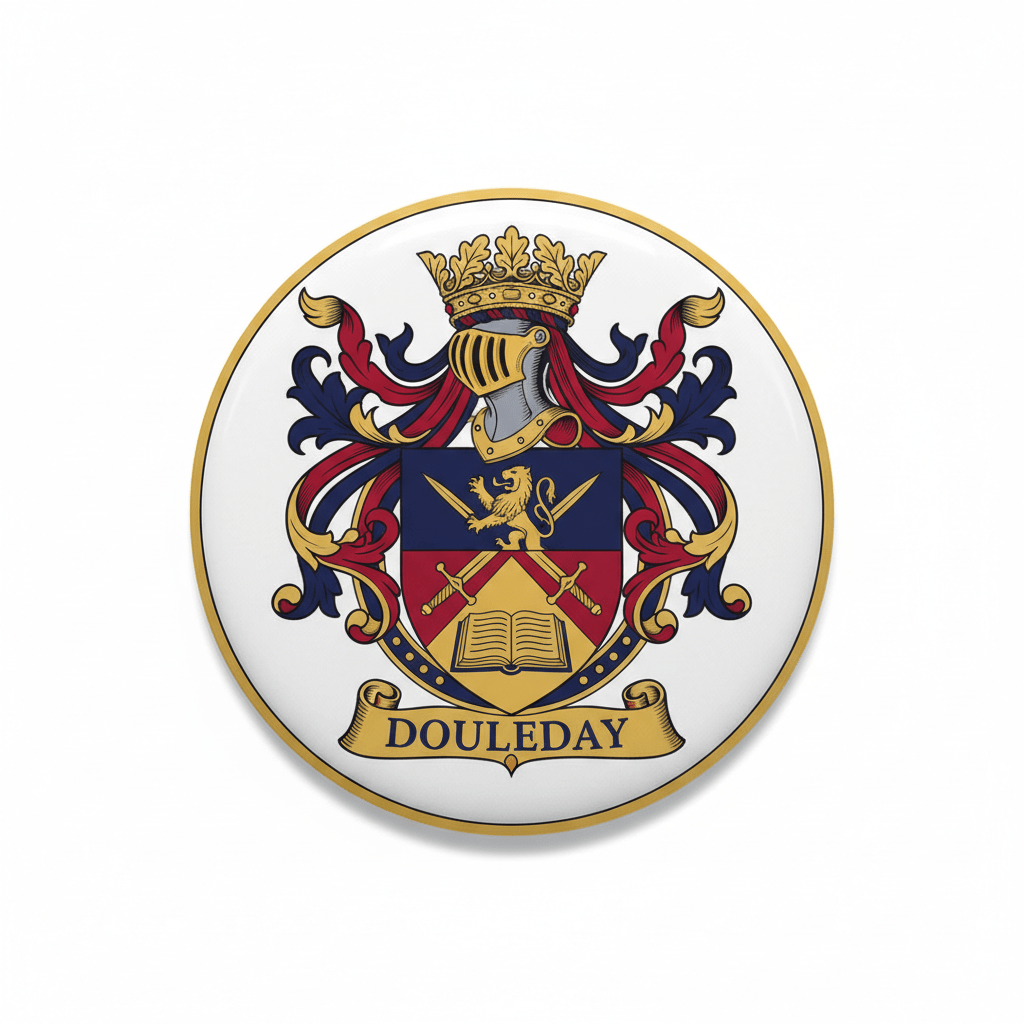 Doubleday Family Crest Coat of Arms Pinback 3-inch - My Pinbacks