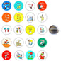 Set of 20 circular Dr. Seuss themed magnet buttons with colorful character illustrations.