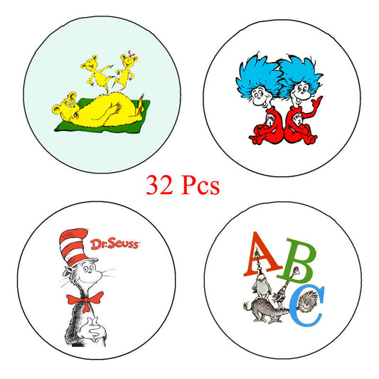 Lot de 32 aimants avec logo ABC du Dr Seuss, Chose 1 et Chose 2, 3,1 cm