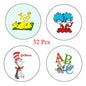Set of 1.25-inch circular magnets with Dr. Seuss ABC logos and Thing 1 & Thing 2