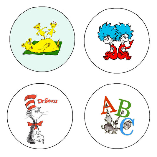 Bouton magnétique avec logo ABC du Dr Seuss, Chose 1 et Chose 2, 1,25", 4 pièces