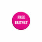 Pink pinback badge with black border and 'FREE BRITNEY' text