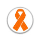 Orange ribbon awareness pinback button badge, 1.5 inch round with metal backing