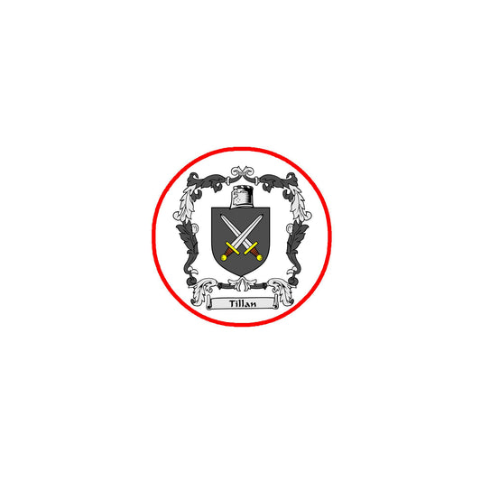 Tillan Family Crest 3" Coat of Arms Round Pinback Badge Brooch Pin Back