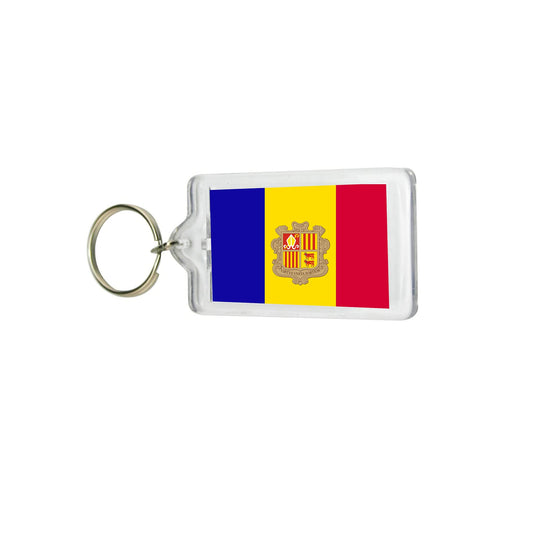 Andorra Flag Lucite Acrylic Keychain 2" x 1"