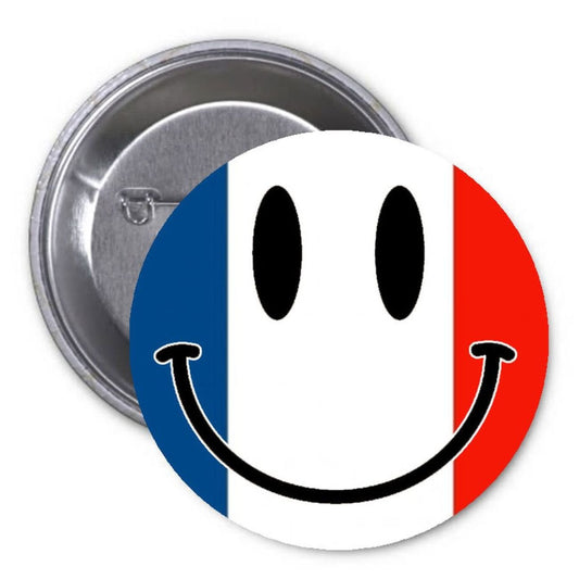France Flag Smiley Face 1.25-inch Pinback Country Nationality Pride Default Title