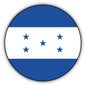 Round Honduran flag pinback button with blue-white stripes and five white stars