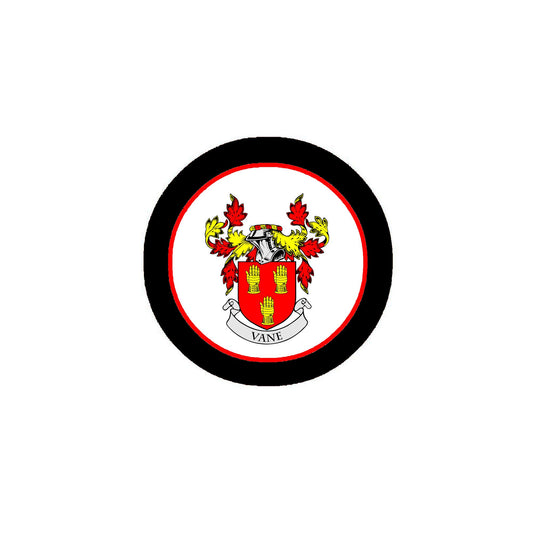 Vane Family Crest 3" Coat of Arms Round Pinback Badge Brooch Pin Back