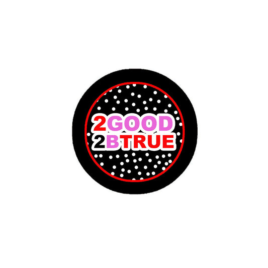2 Good 2 B True 2.25" Pinback or Jackets, Backpacks, etc. too good to be true