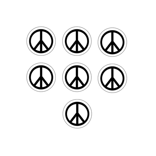 7 Pcs. Peace Love BW 1.25" Pinback or Jackets, Backpacks, etc.