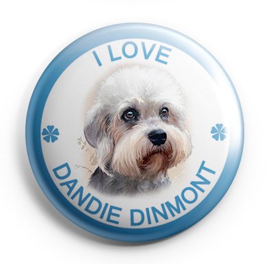 Dandie Dinmont Pinback Buttons Badges (I Love Dogs Series) Size 1.25" Buttons