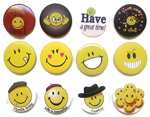 Chic Funny Smile Emoticon Set Pin Badge Button 1.25 Inches #7