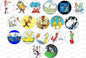 Set of 18 round DR. SEUSS pinback buttons with assorted character designs