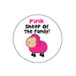 Retractable badge reel with circular Pink Sheep of The Family logo face