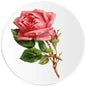 Felt rose badge reel with pink flower applique on white round casing